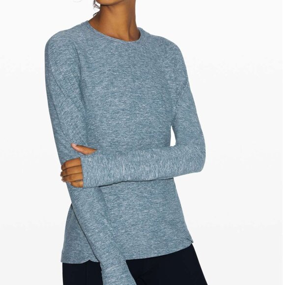 Lululemon Runderful Long Sleeve Heathered Petrol Blue 6 - Picture 3 of 15